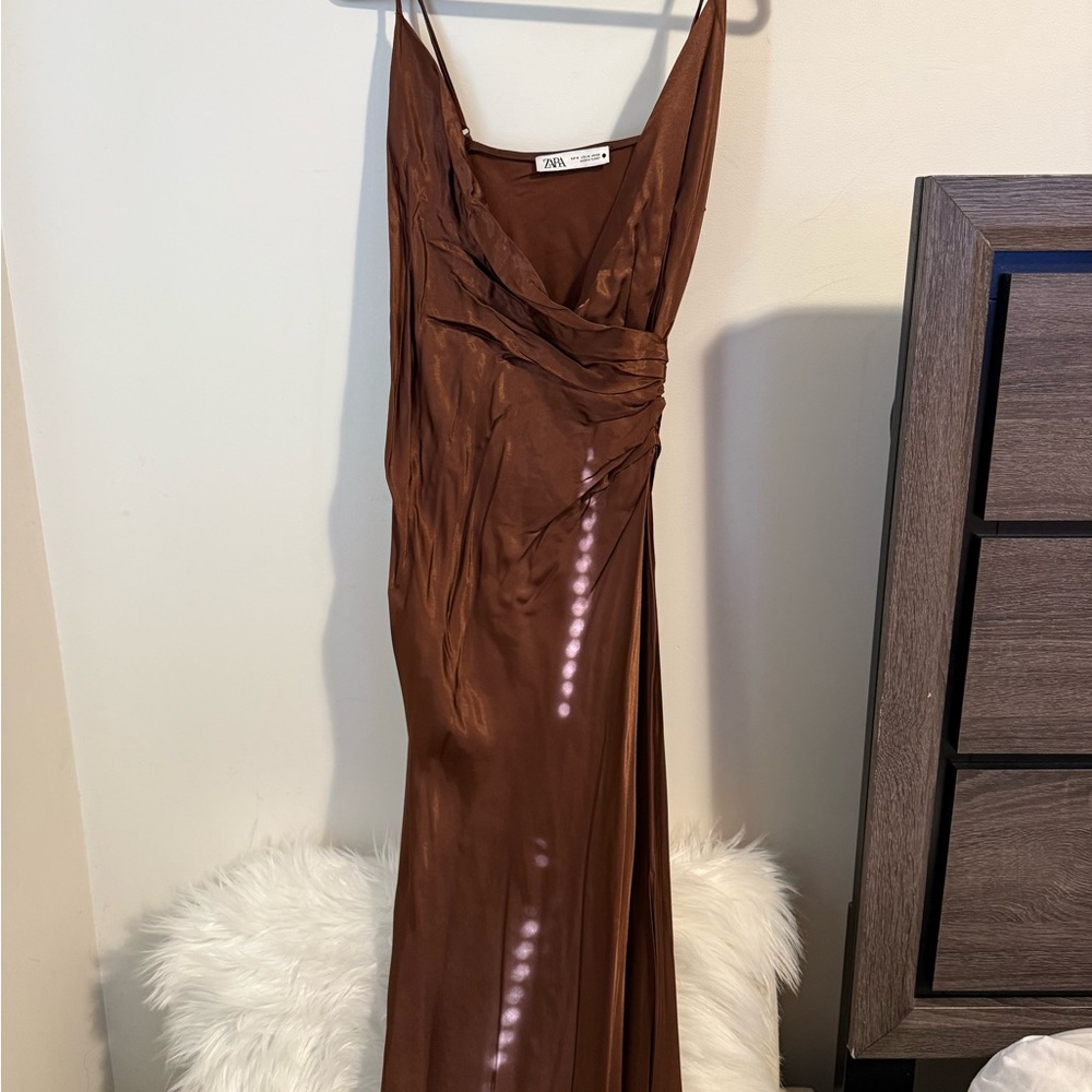 Zara Chocolate Brown Maxi Dress